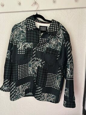 Scotch & Soda Dark Green Patchwork Print Shirt Jacket